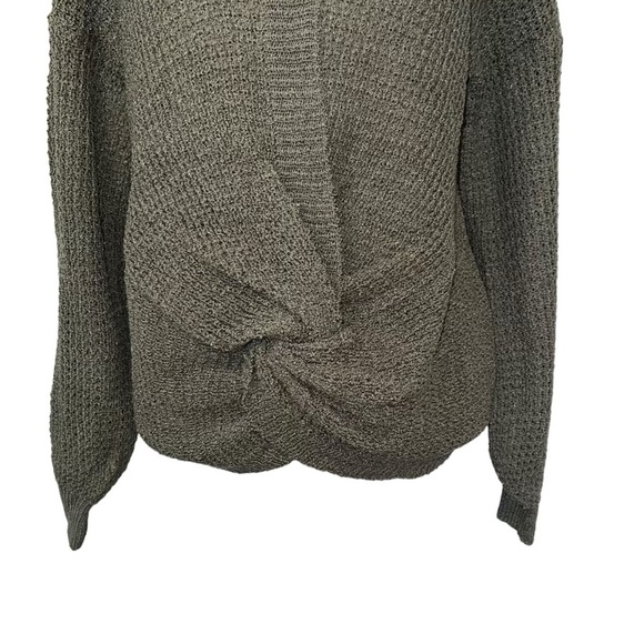 Ever B Green Sage Knit Fall V Neck Lightweight Knotted Sweater NWOT - Picture 5 of 9